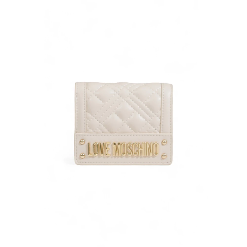 Love Moschino Beige Faux Leather Portemonnee voor Vrouwen Beige Dames