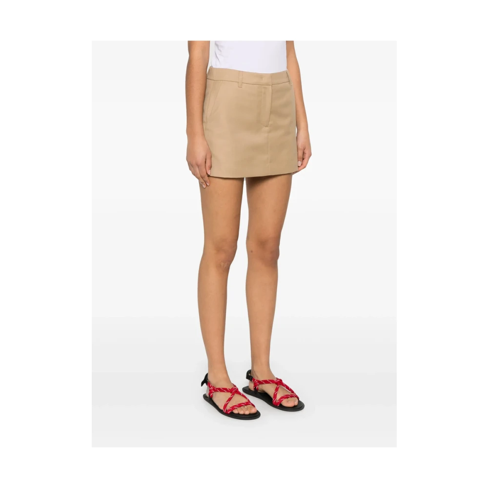 Dunst Beige Rok met Zakken en Knopen Beige Dames