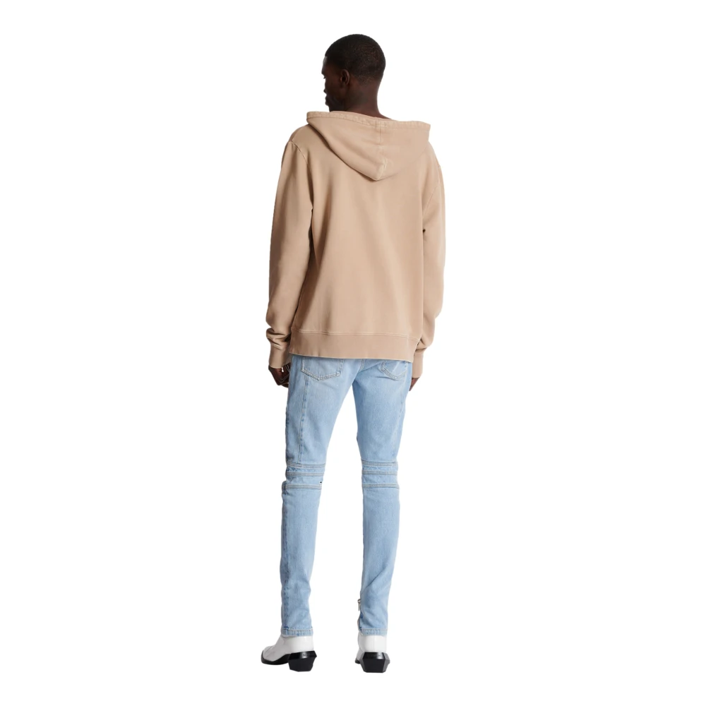 Balmain Hoodie met vintage borduursel Beige Heren