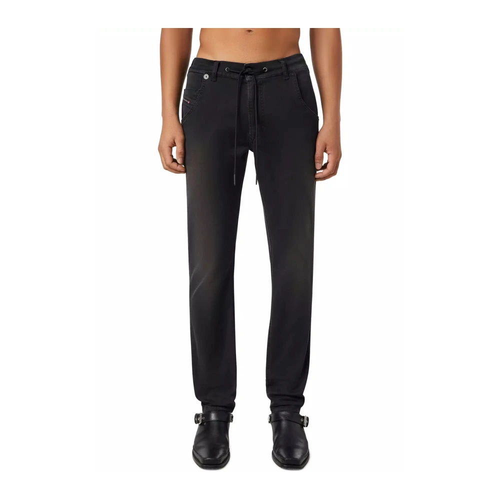 Diesel Comfortabele Straight Jeans voor Mannen Black Heren