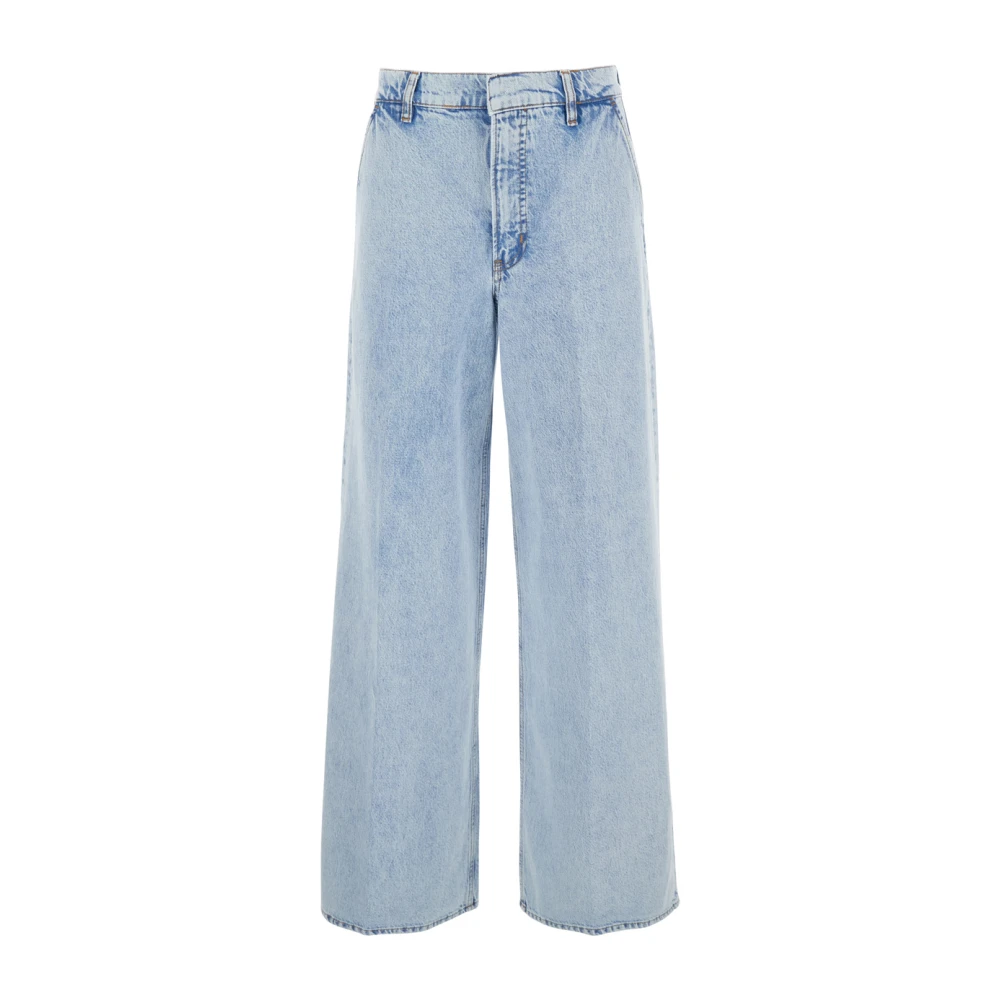 Frame Wijde Pijp Blauwe Jeans Vrouw Katoenmix Blue Dames