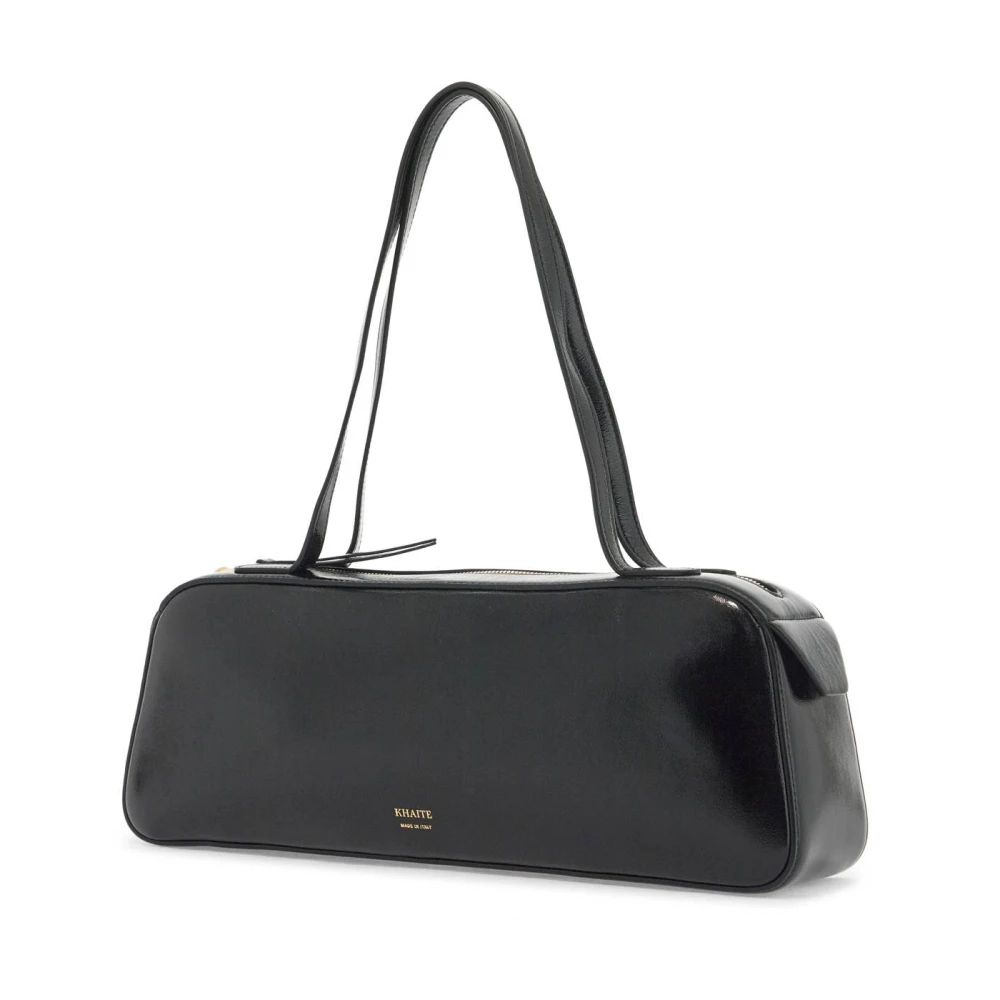 Khaite Glanzende Leren Schoudertas Black Dames