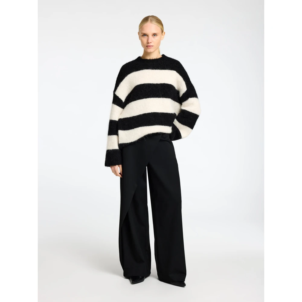 Selected Femme Gestreepte Oversized Trui Zwart Wit Multicolor Dames