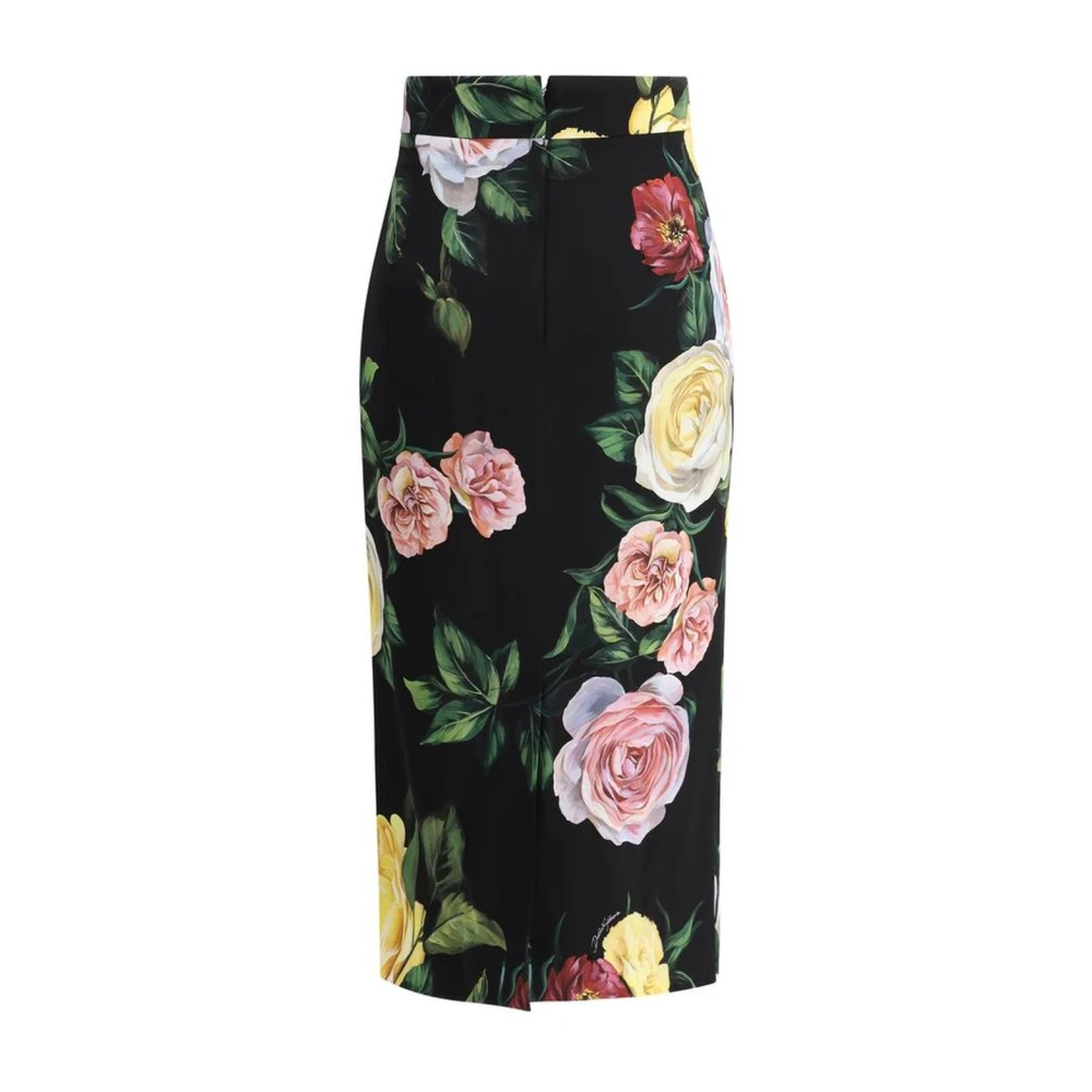 Dolce & Gabbana Bloemen Midi Rok met Zijden Voering Multicolor Dames