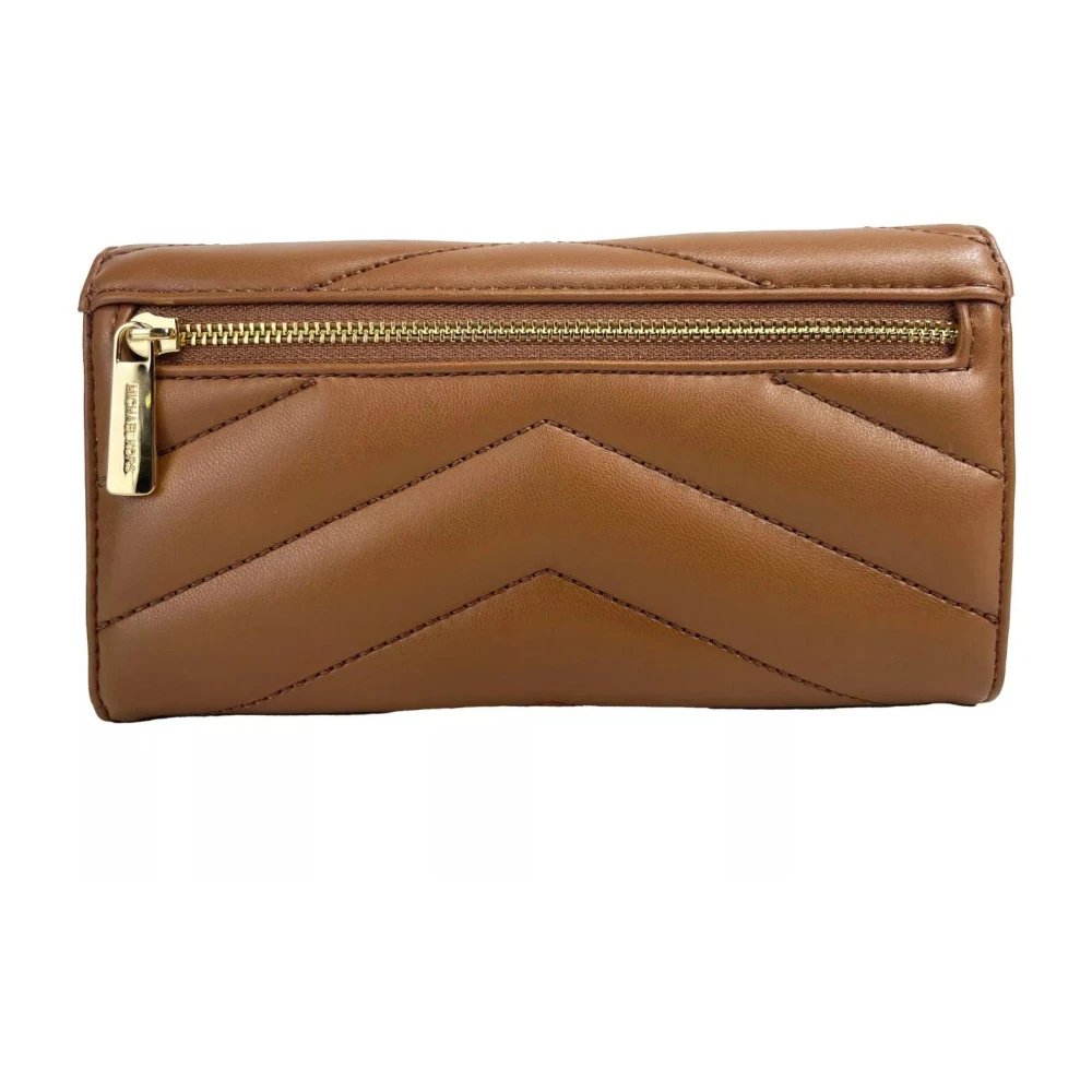 Michael Kors Elegante Lederen Drievoudige Portemonnee Brown Dames