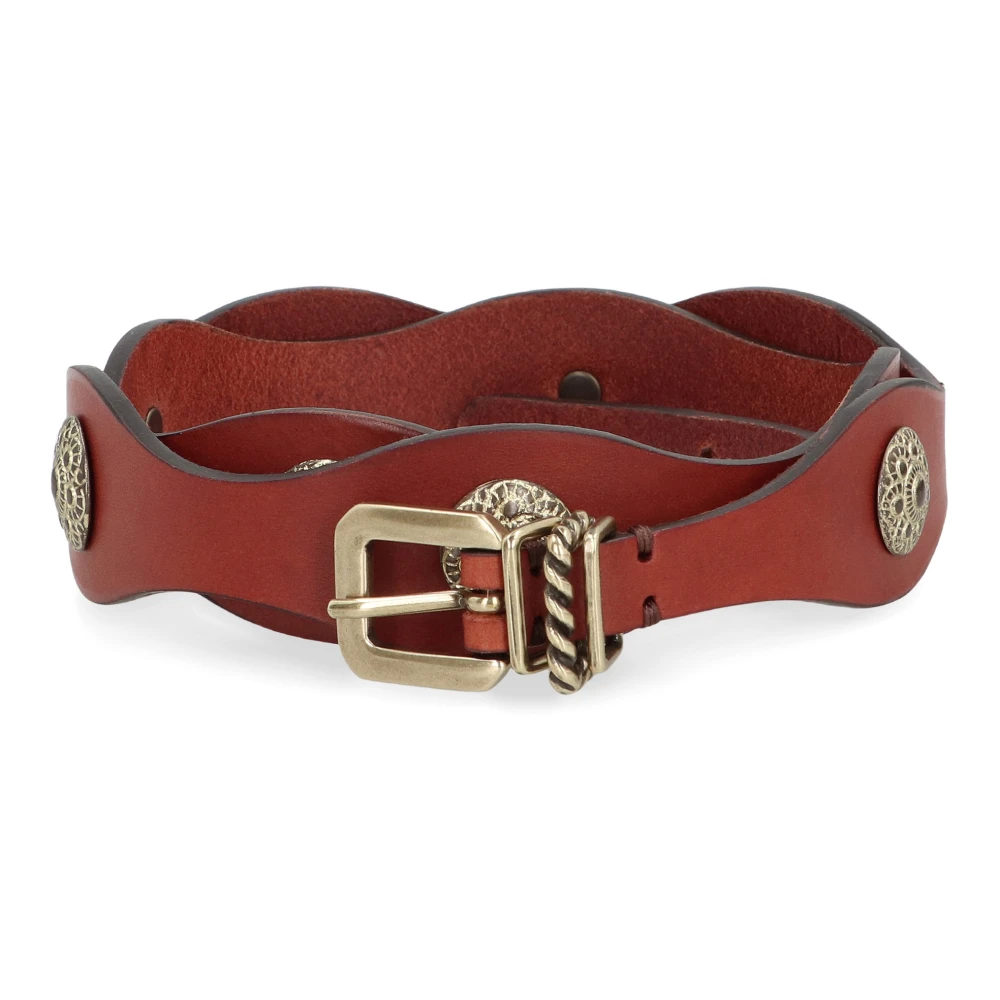 Etro Brown Belts, Female, 90 Cm, Leather Belt With Jewel Studs