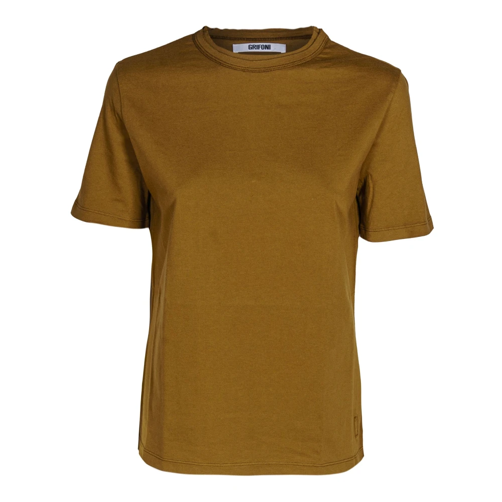 Mauro Grifoni Dames katoenen T-shirt met ronde hals Green Dames