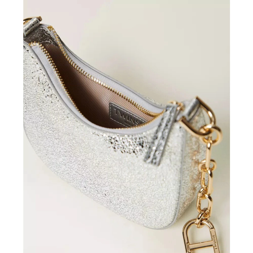 Twinset Mini Croissant Gelamineerde Tas White Dames