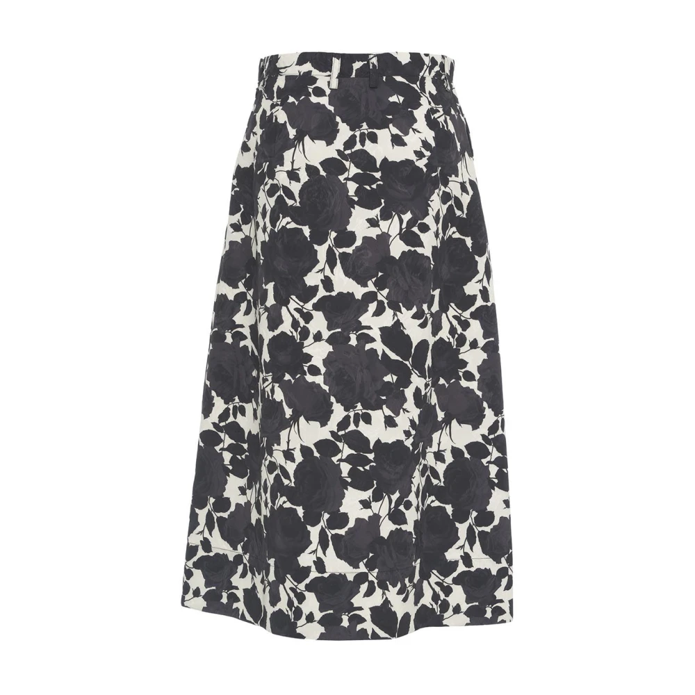 Blugirl Zwarte Jacquard Midi Rok Bloemenpatroon Black Dames