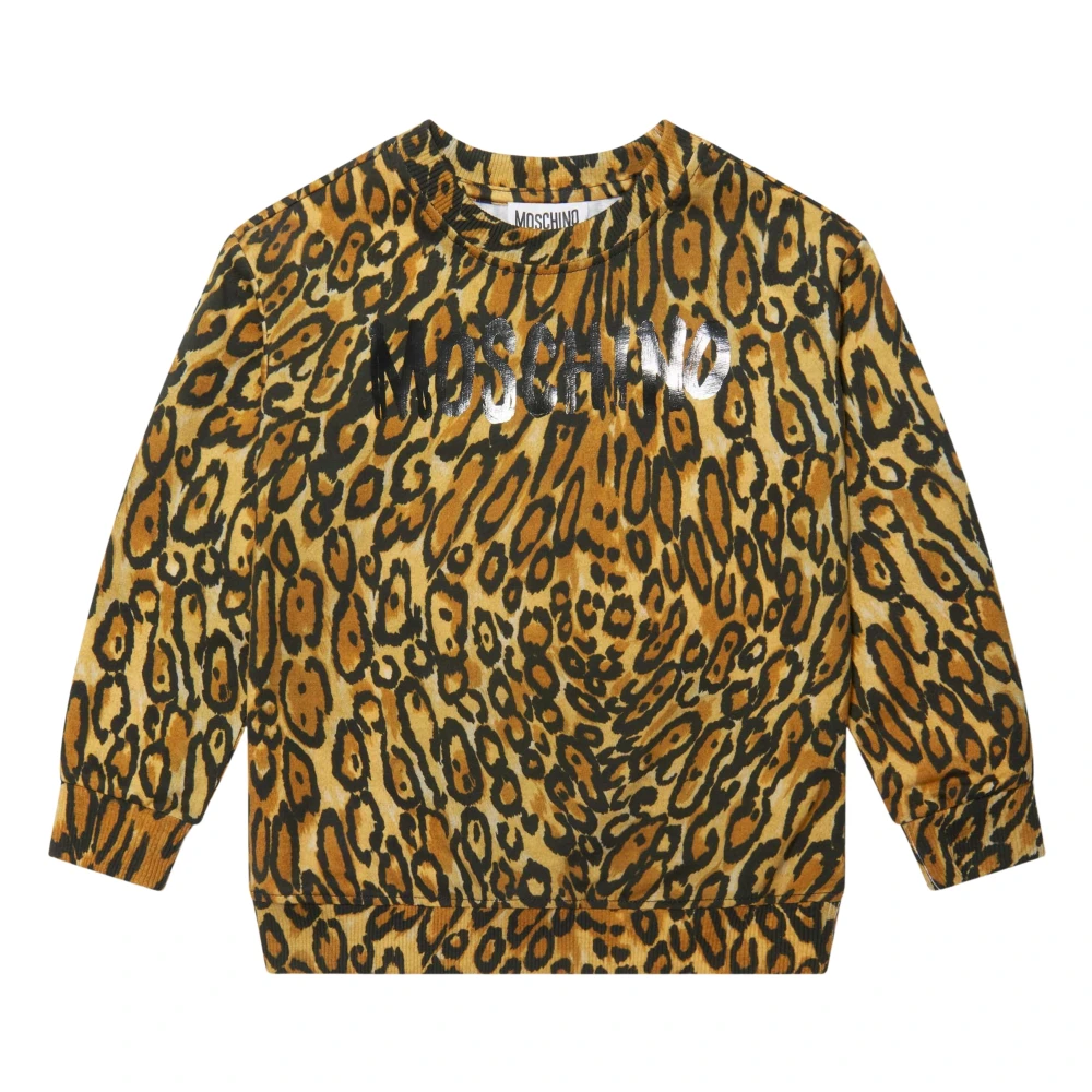 Moschino Girls Brown Kids Sweatshirts, 8 Y, Leopard Print Sweatshirt In