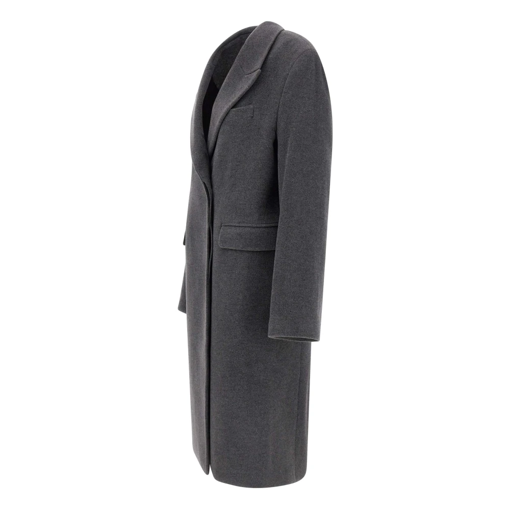 Remain Birger Christensen Grijze wollen jas met pieklapel Gray Dames