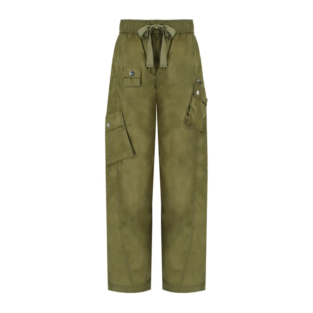 Ganni Women's Green Straight Trousers, Xs, Duchesse Trousers