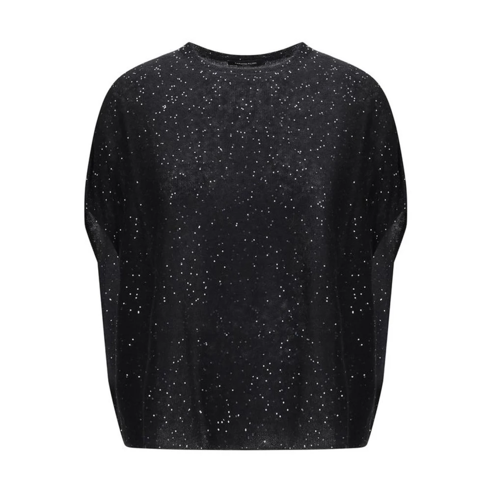Fabiana Filippi Zwart Ronde-Hals Gebreide Kleding met Pailletten Black Dames