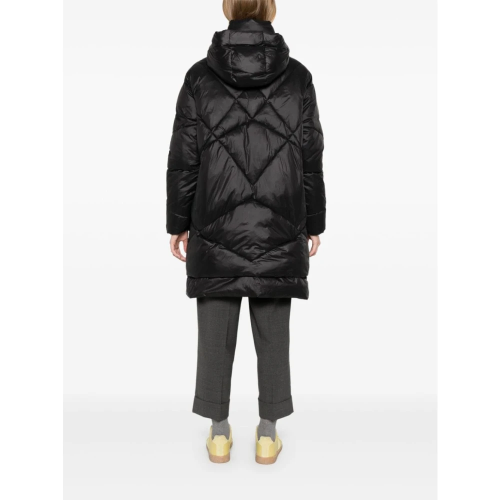 pinko Gewatteerde Zwarte Jas met Capuchon Black Dames