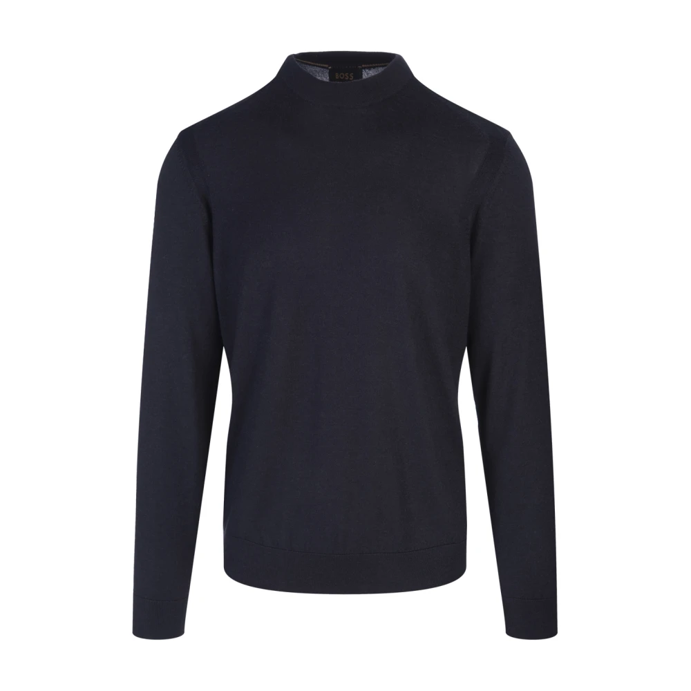 Hugo Boss Zachte Blauwe Trui Rechte Pasvorm Ronde Hals Blue Heren