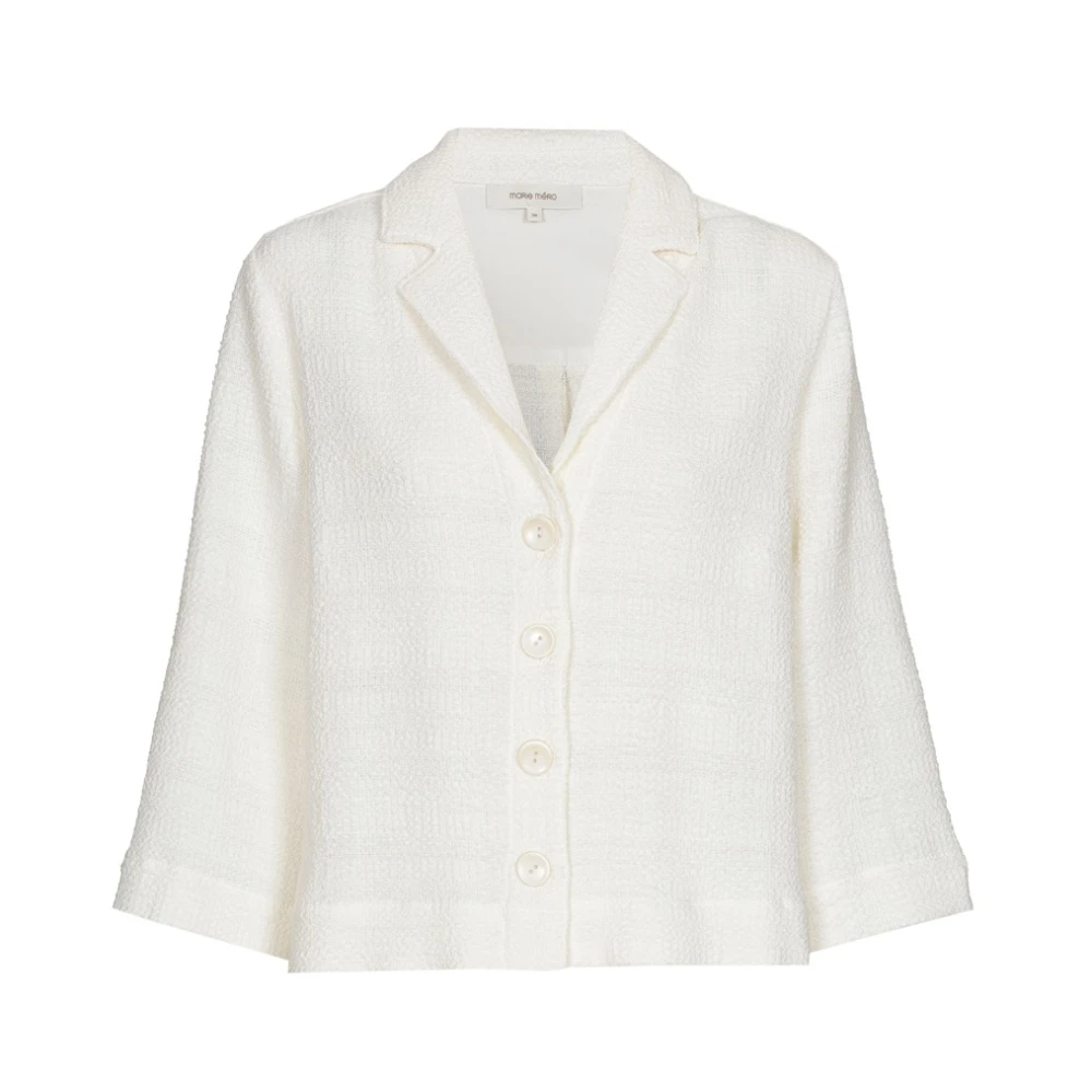 Marie Méro Ecru Bouclé Blouse Jas Beige Dames