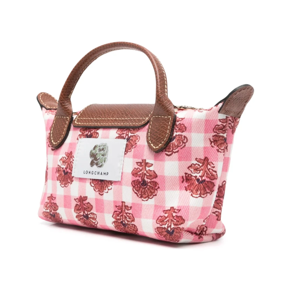 Longchamp Roze Ruitpatroon Schoudertas Pink Dames
