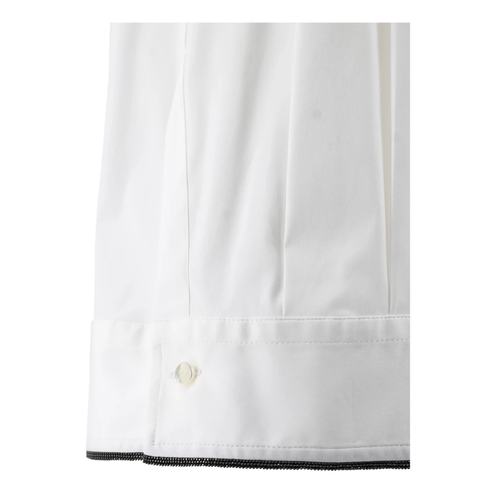 BRUNELLO CUCINELLI Witte Stretch-Katoenen Poplin Overhemd White Dames