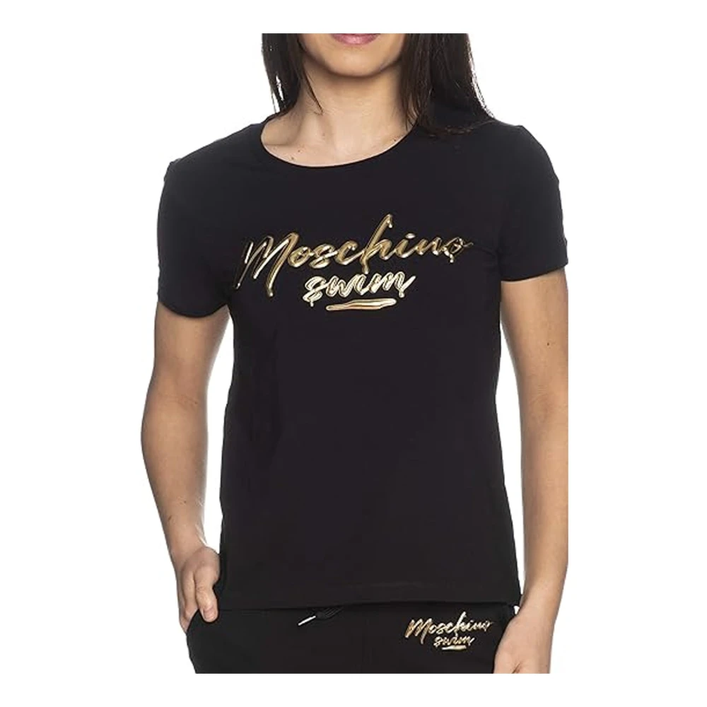 Moschino Logo T-shirt voor vrouwen Black Dames