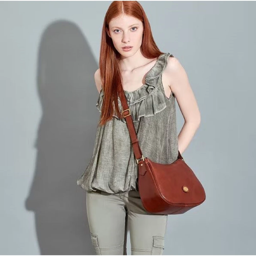 The Bridge Bruine Leren Schoudertas Elegant Ontwerp Brown Dames