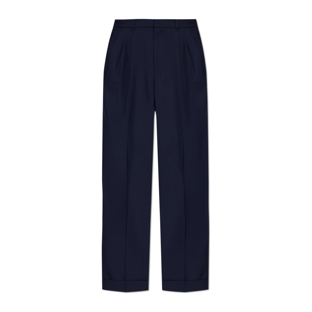 Casablanca Men's Blue Straight Trousers, M, Wool Trousers With Crease