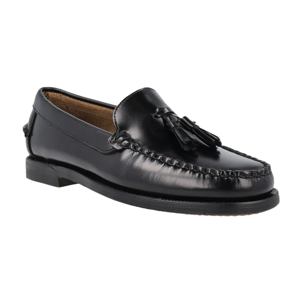 Sebago Handgemaakte Zwarte Leren Mocassins Black Dames