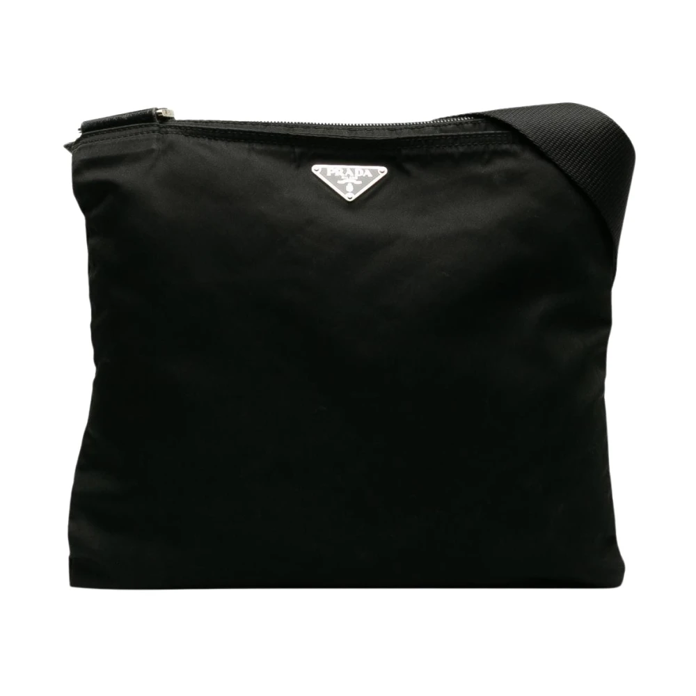 Prada Vintage Women's Black Pre-Owned Tessuto Crossbody Tote Bag