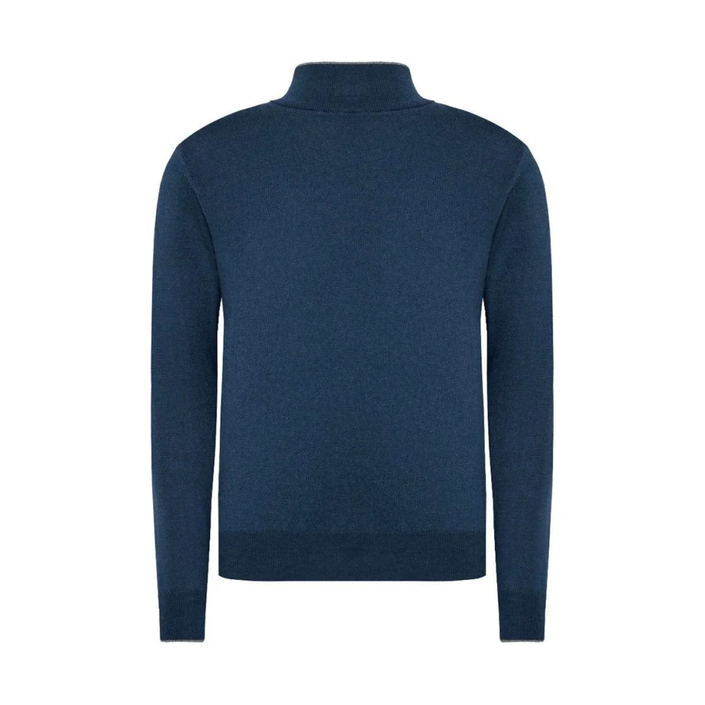 LA MARTINA Half-Zip Geborduurde Trui Blue Heren