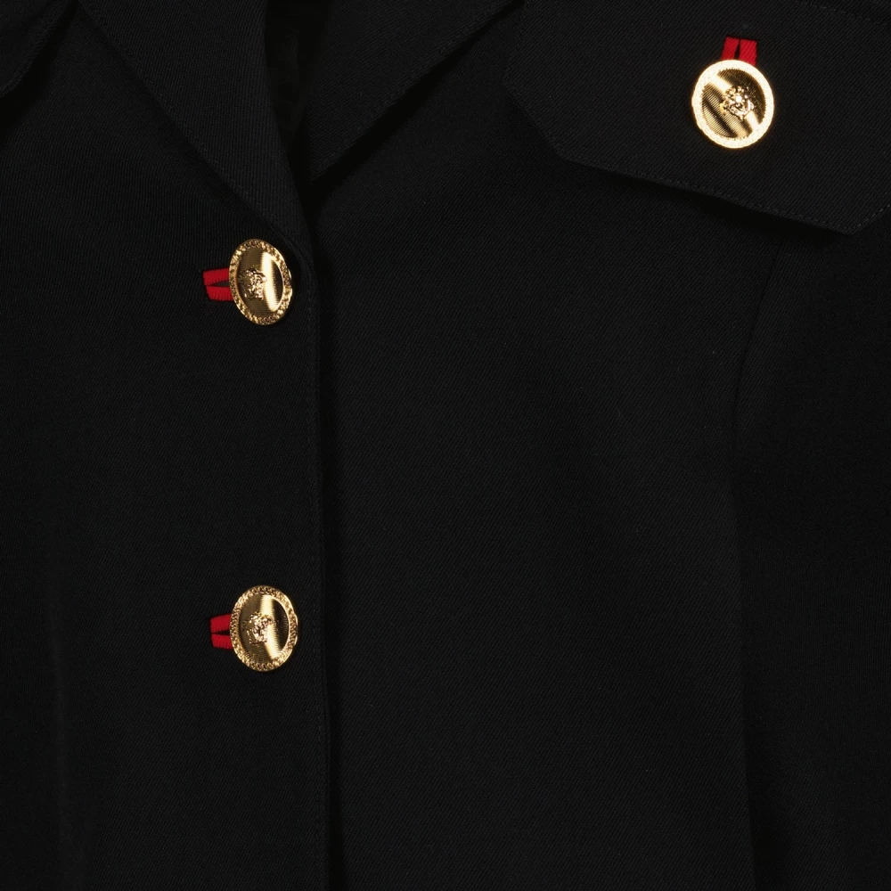 Versace Korte wollen jas zwart Black Dames