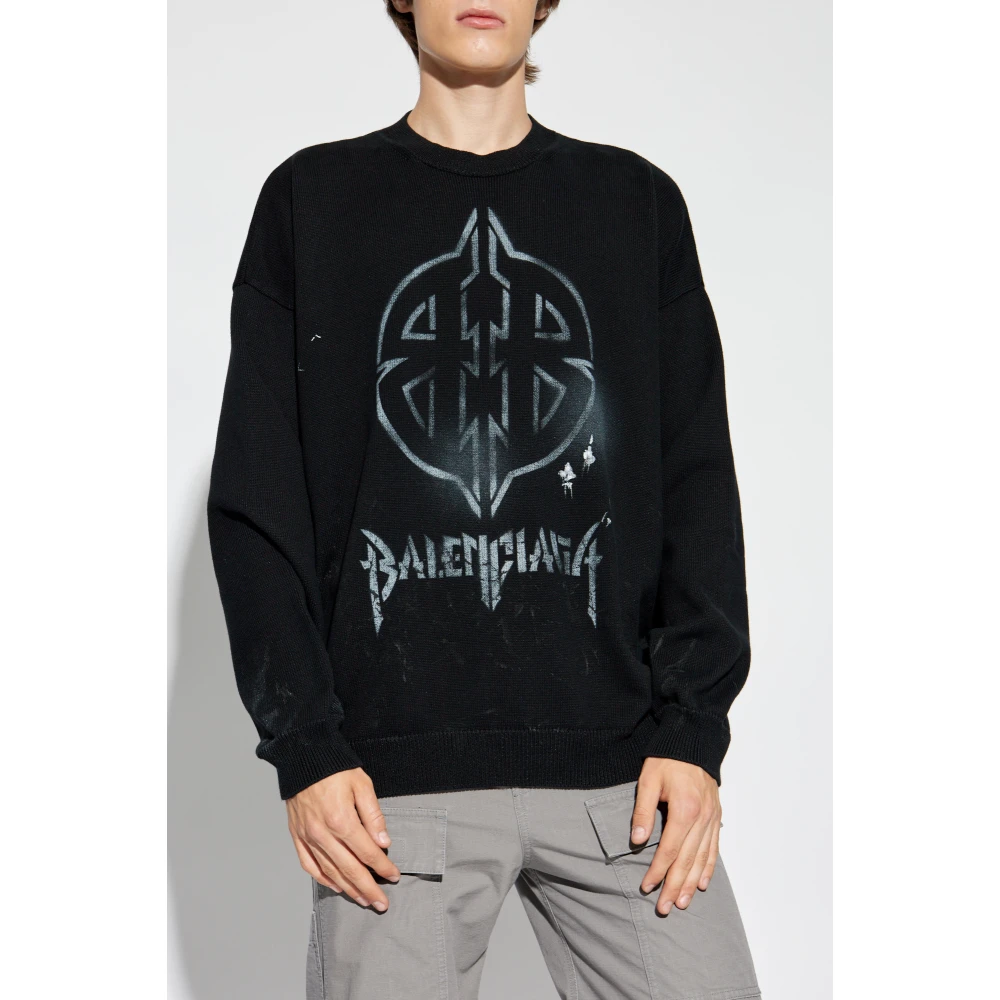 Balenciaga Trui met logo Black Heren