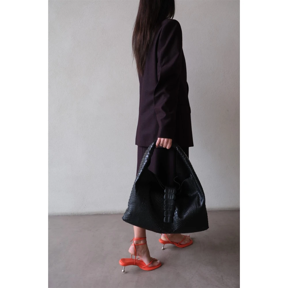 Biagini Exotische Leren Schoudertas Black Dames
