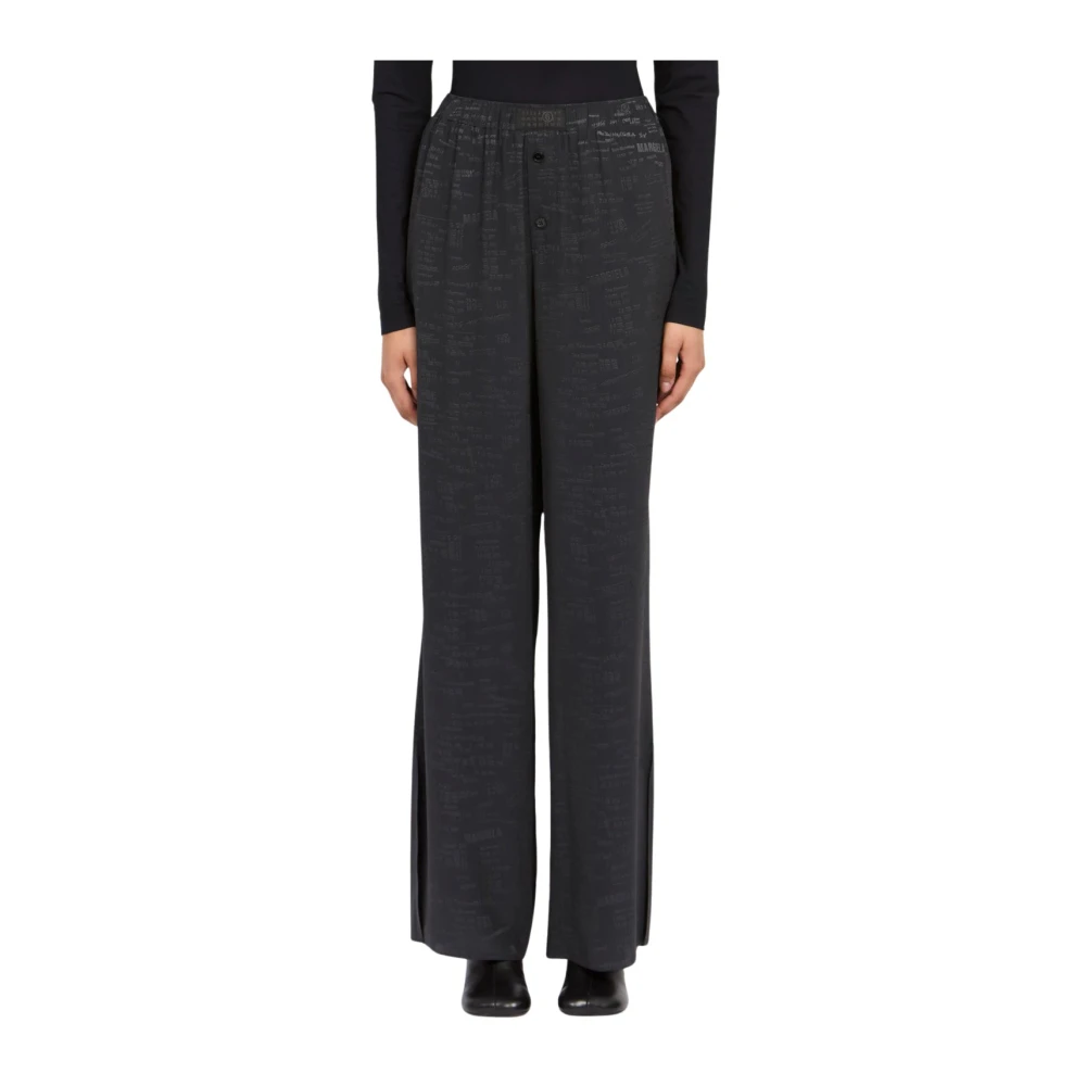 Mm6 Maison Margiela Vrouw Grijs Broeken Dames, S, Rayon, Broek Met Wijde Pijpen