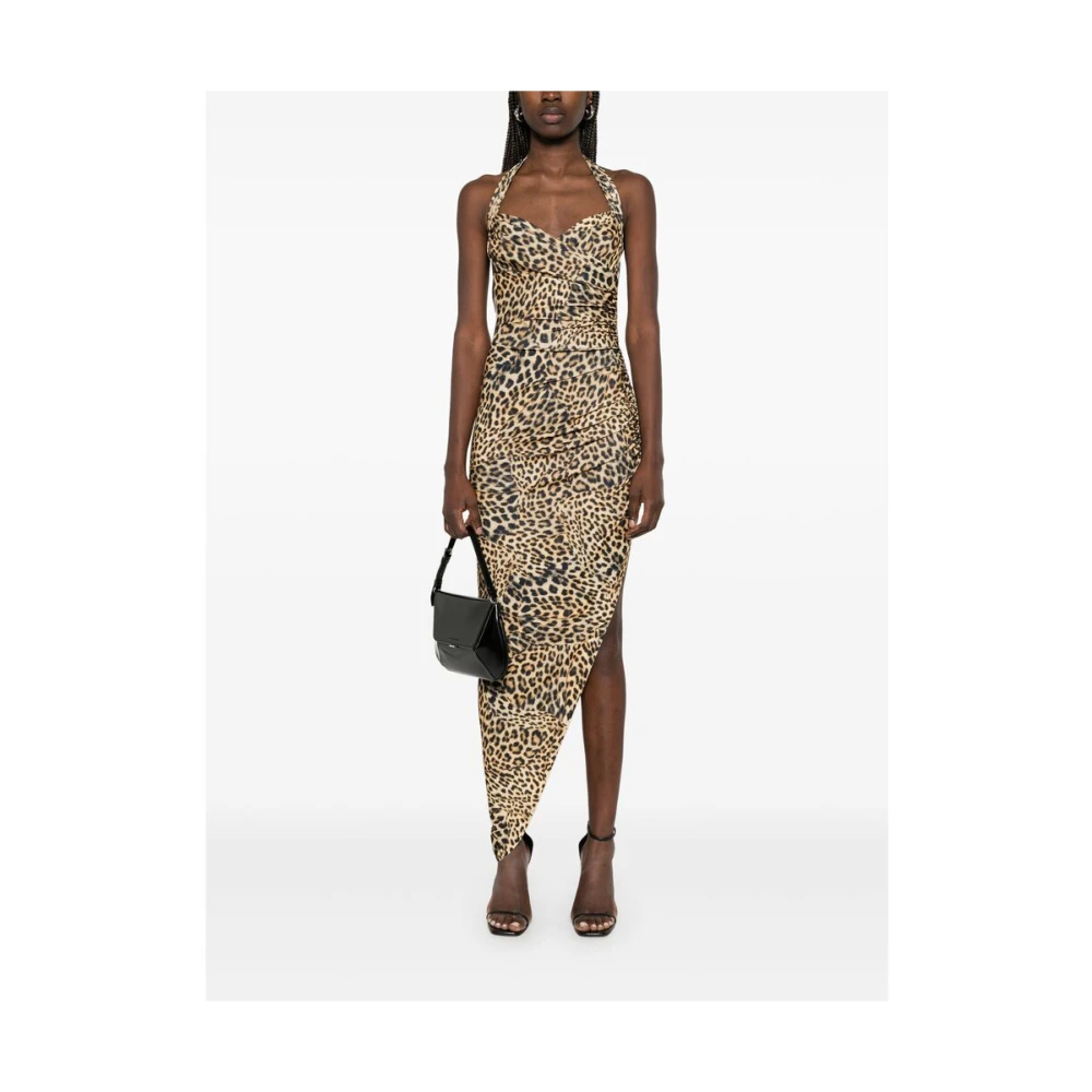 Norma Kamali Pastelgele Luipaardprint Jurk Multicolor Dames