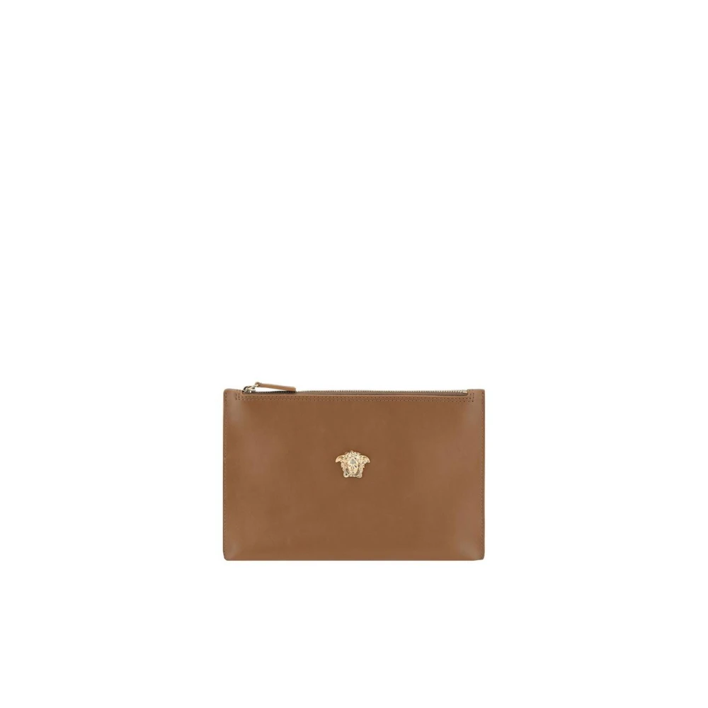 Versace Medusa Head Leren Pouch Tas Brown Dames