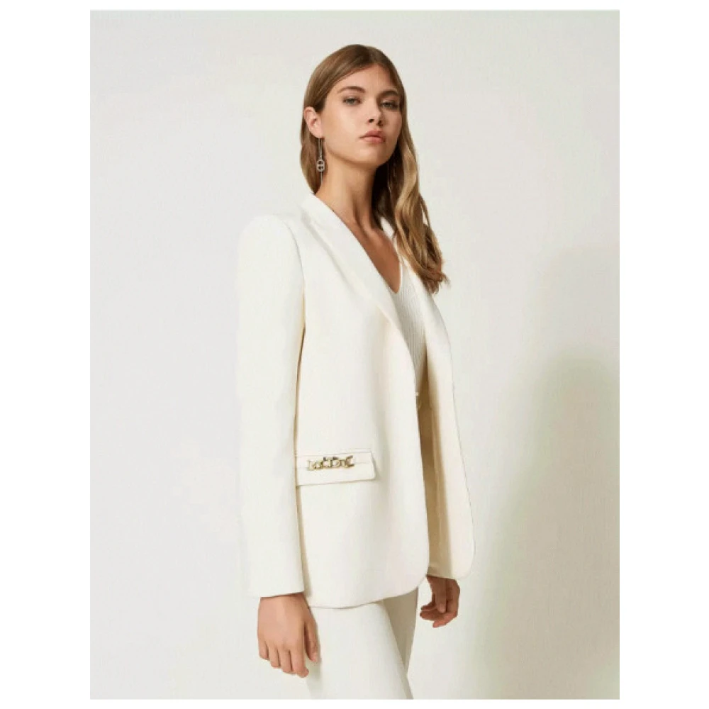 Twinset Verfijnde Blazer met Kettingdetails Beige Dames