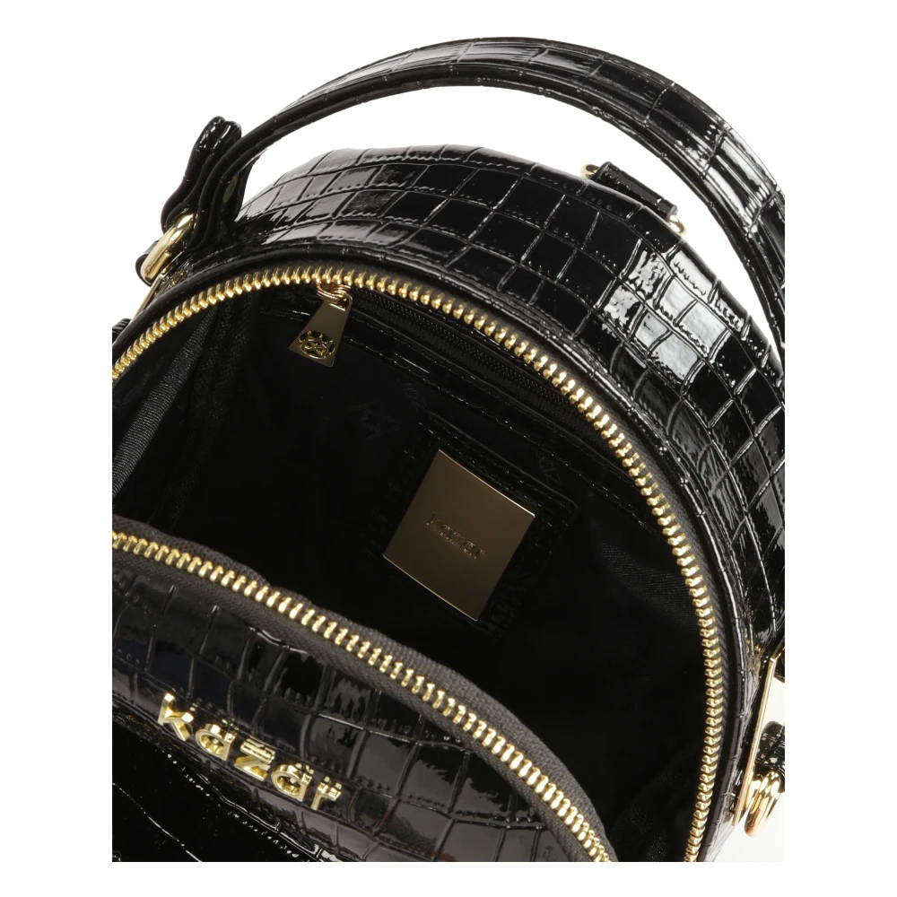 Kazar Compacte 2-in-1 reliëflederen rugzak Black Dames