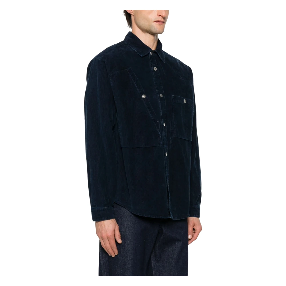 Stone Island Men's Blue Micro Corduroy Overshirt - Casual Shirts - S - Shirts