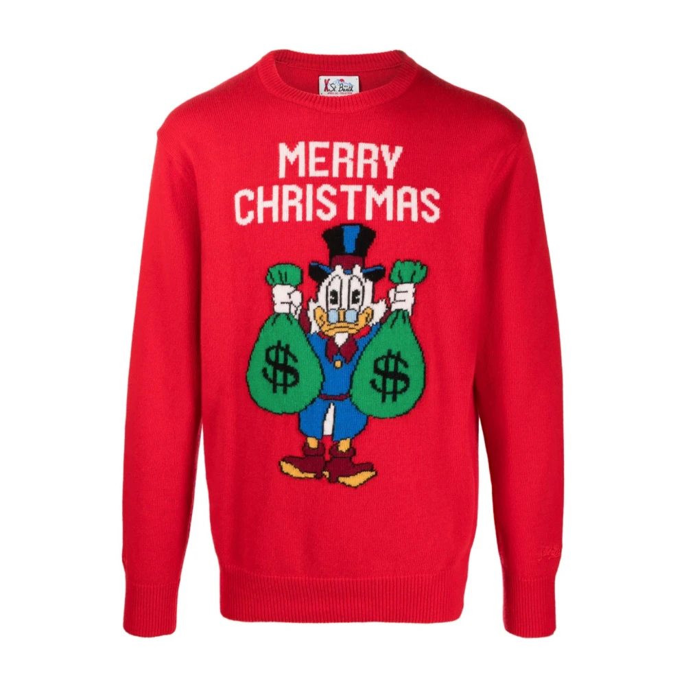 MC2 Saint Barth Rode Kersttrui met Intarsia Breiwerk Red Heren
