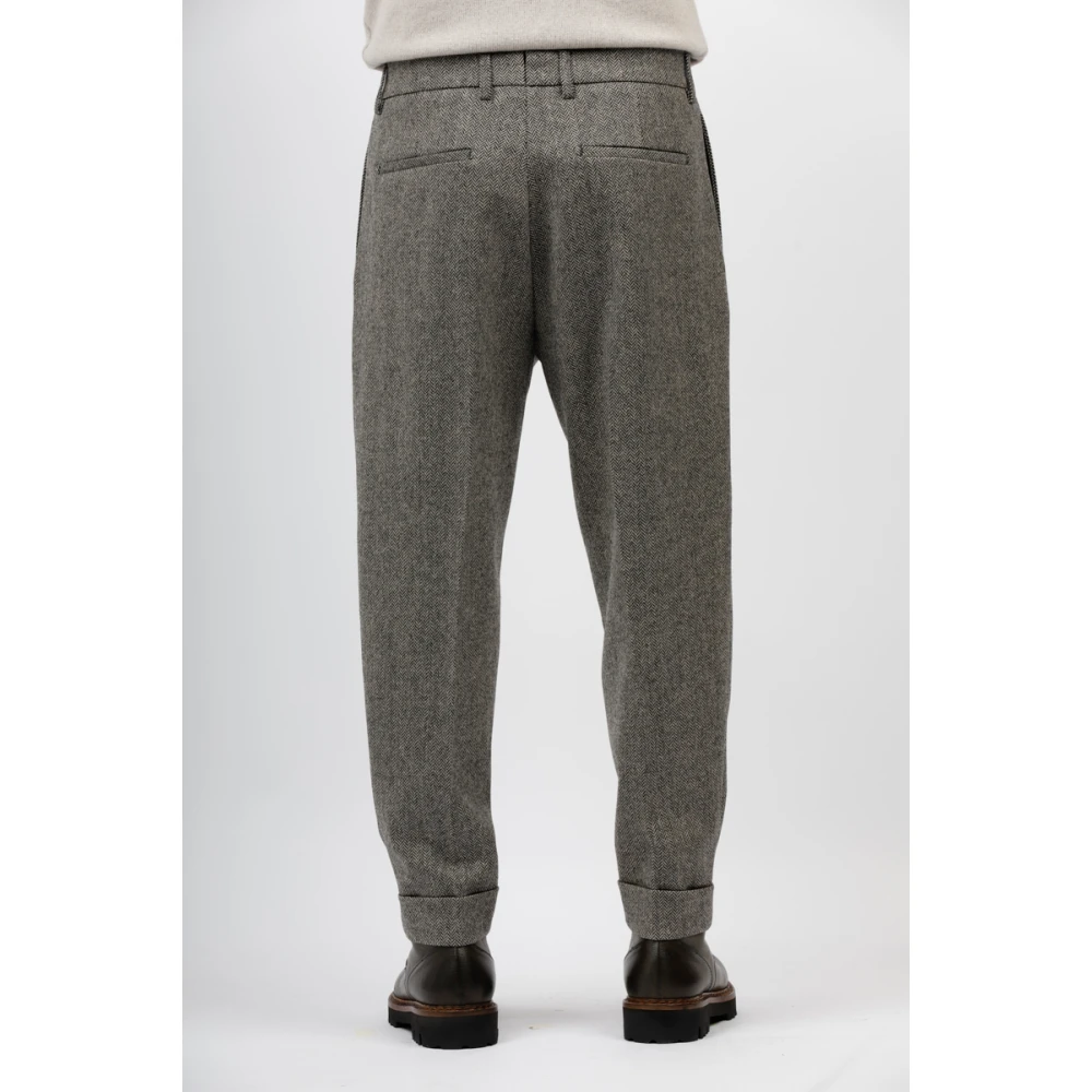 Berwich Merino wol crop broek met overfit Gray Heren