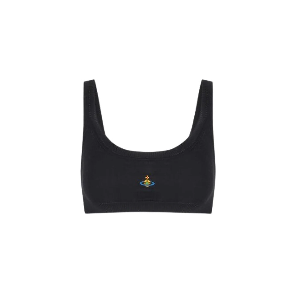 Vivienne Westwood Zwarte Orb Crop Top Katoen Borduurwerk Black Dames