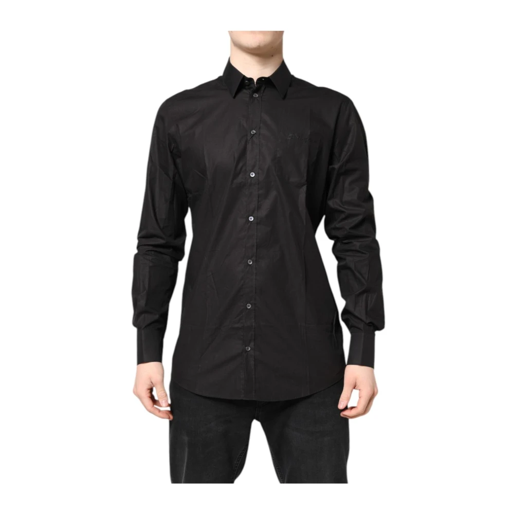 Dolce & Gabbana Men's Black Formal Shirts, S, Cotton Slim Fit Shirt