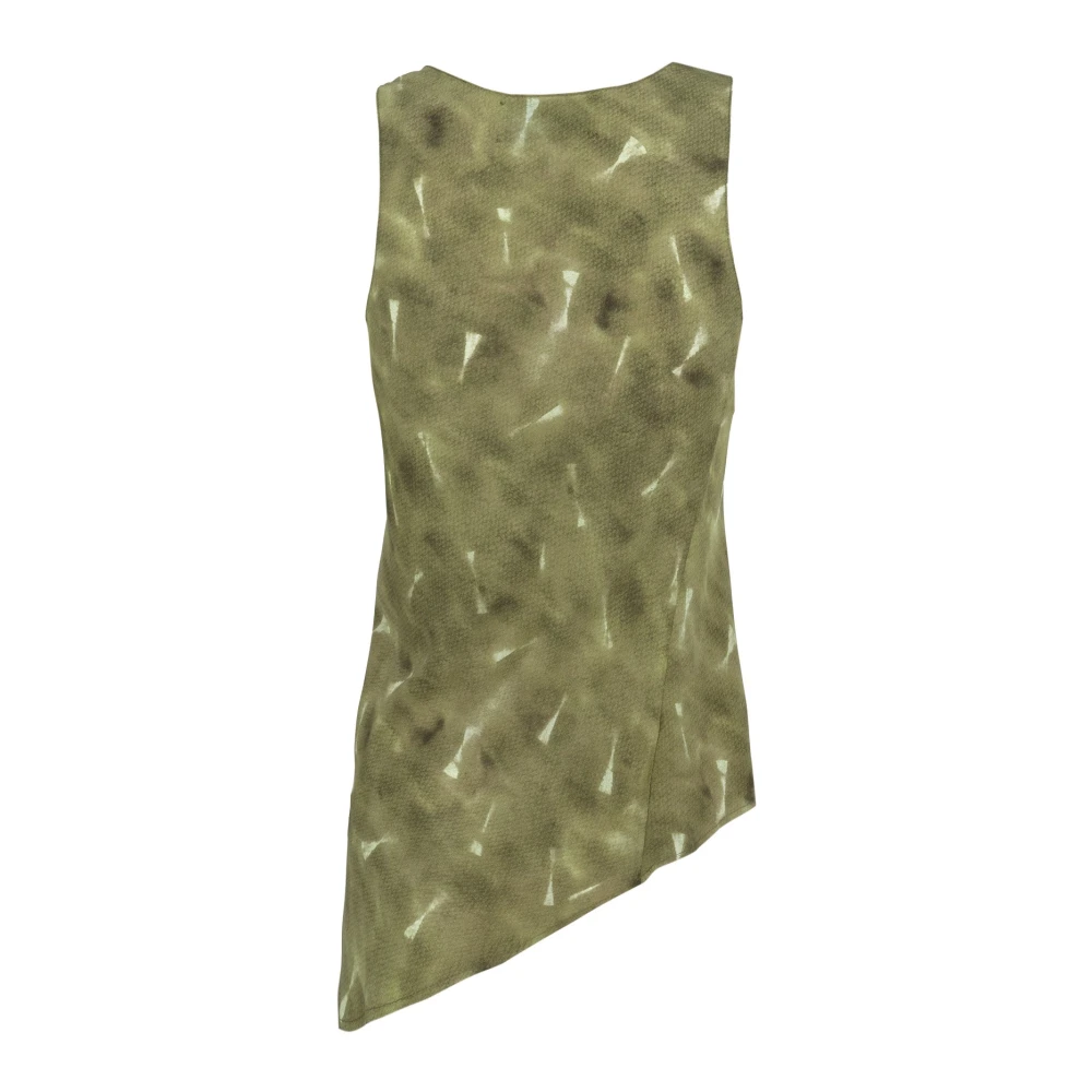Cortana Elise top in biologische zijde pua print Green Dames