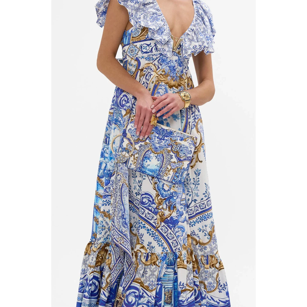 Camilla Blauw en Geel Ring Sjaal Clutch Blue Dames