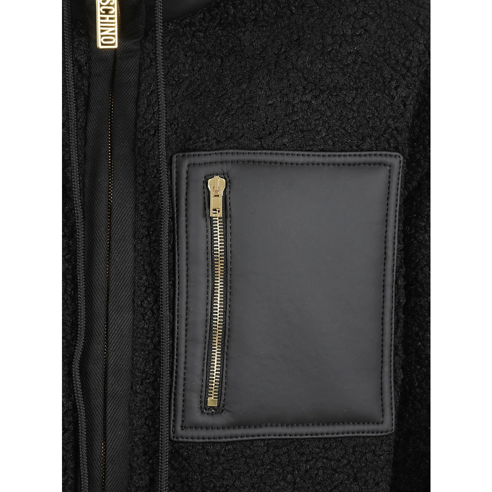 Moschino Zwarte Lange Jas Capospalla Black Dames