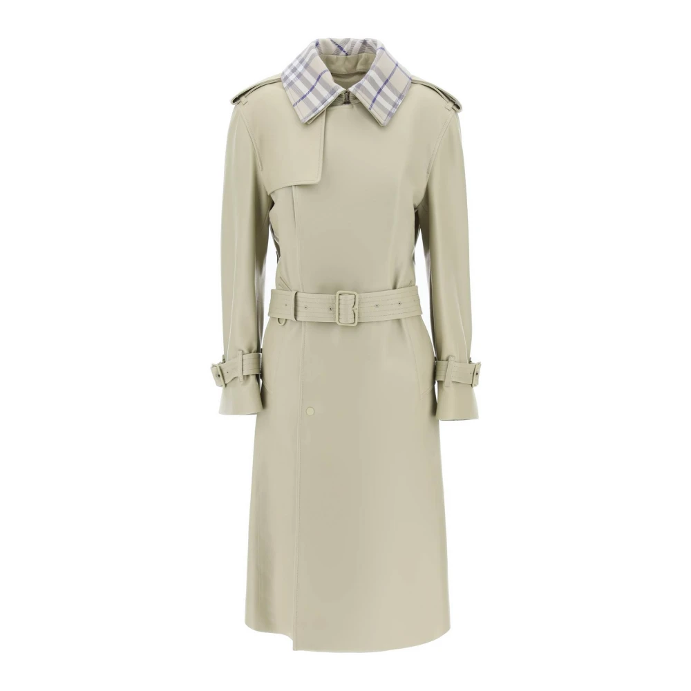 Burberry Långt Läder Trenchcoat Beige, Dam