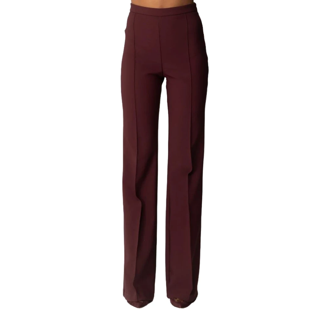 Elisabetta Franchi Rode Palazzo Broek Hoge Taille Slim Fit Red Dames