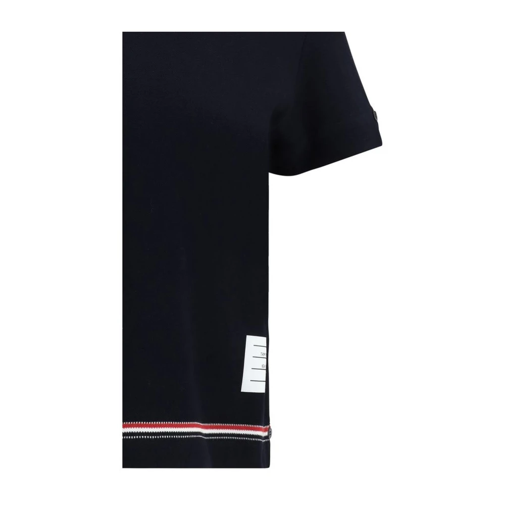 Thom Browne Kleurrijke Banden T-Shirt met Geribbelde Crew Neck Blue Dames