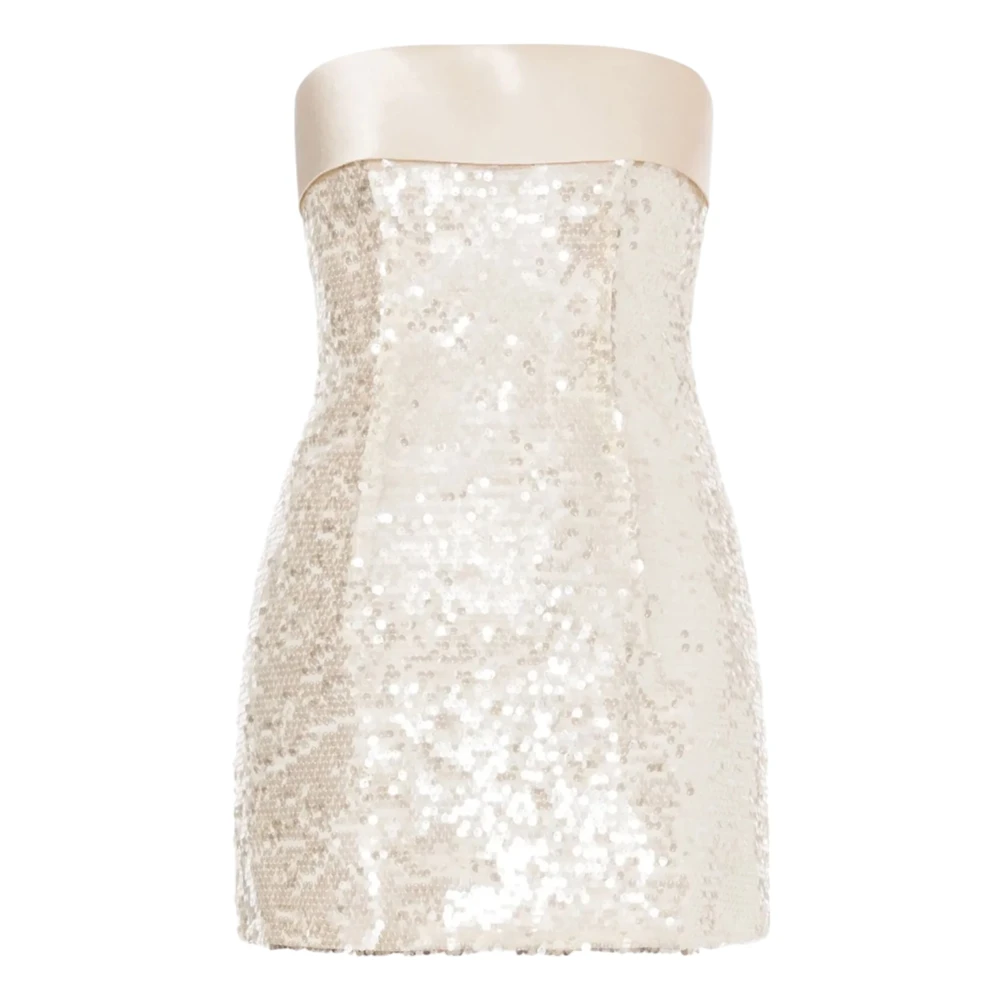 Philosophy Di Lorenzo Serafini Women's White S, Chic Sequin Beige Dress
