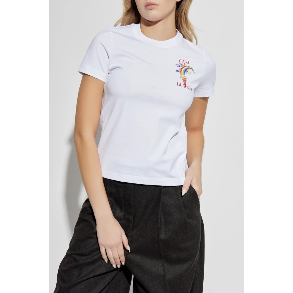 Casablanca Bedrukt T-shirt White Dames