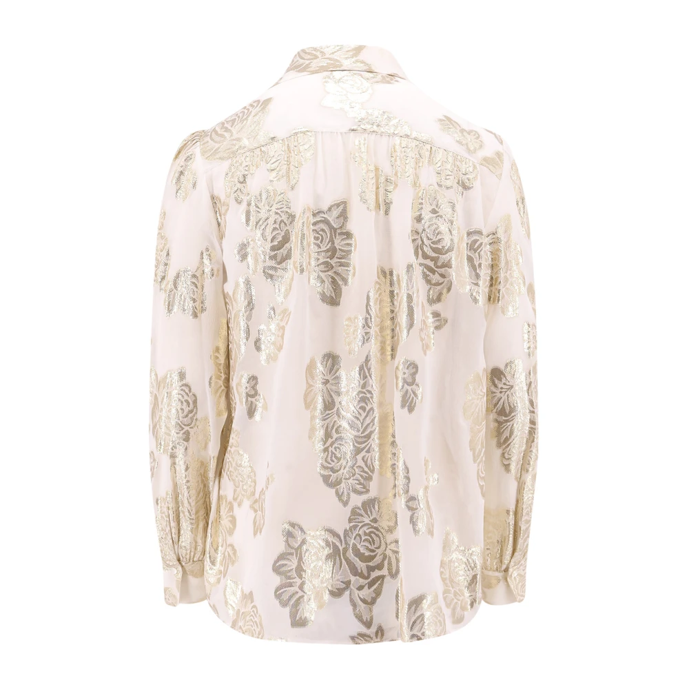 Chloé Lavallière zijden en lurex overhemd Beige Dames